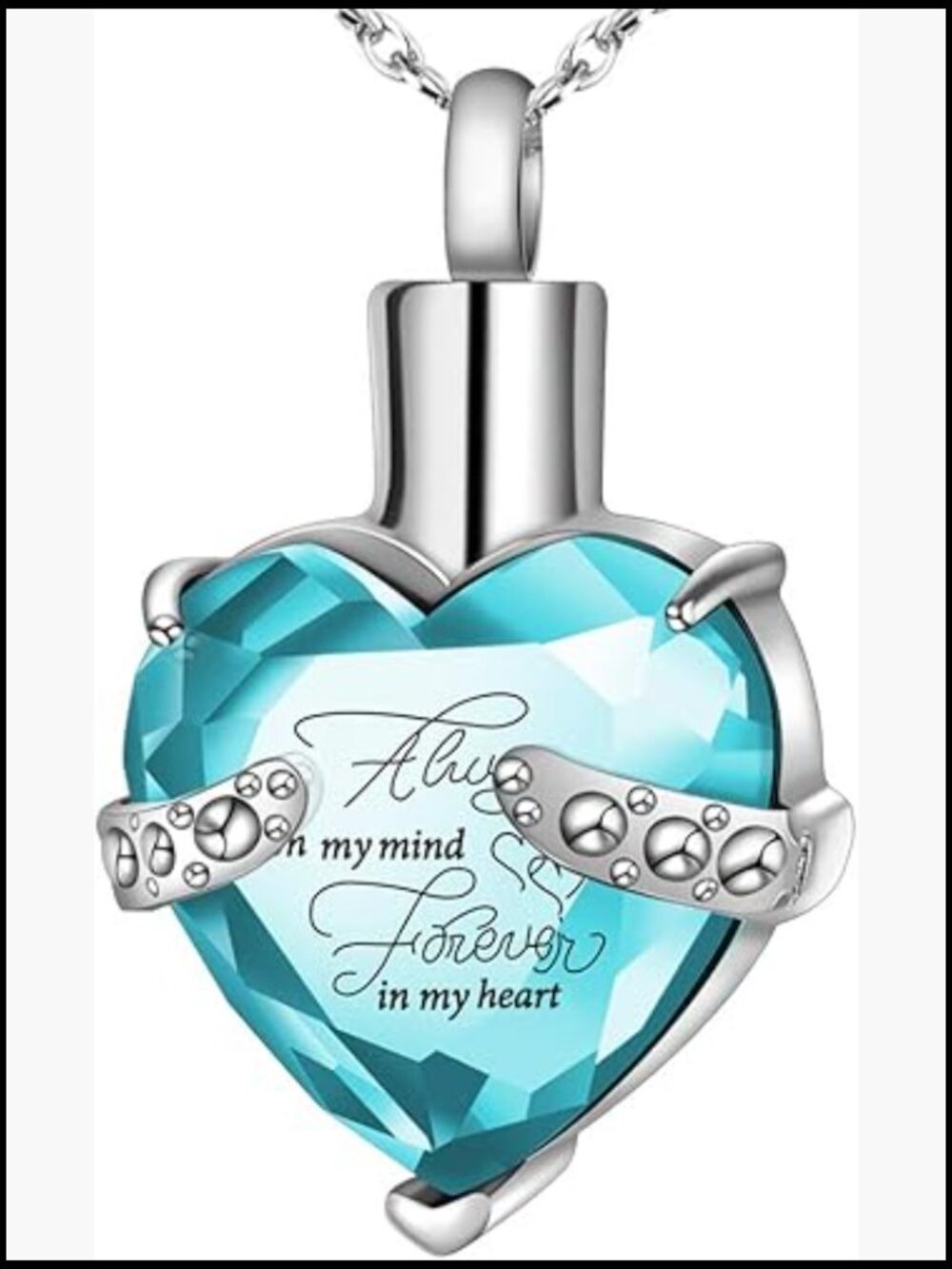 Heart Crystal Urn Necklace for Ashes Cremation Memorial Jewelry for Women